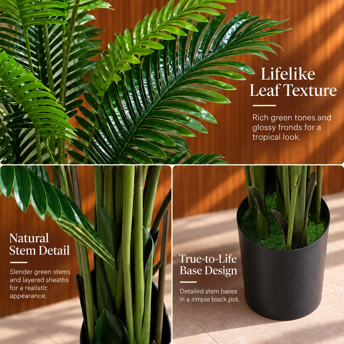 Decorațiune Palmier Areca, Plastic, 12 frunze, 120 cm, Verde