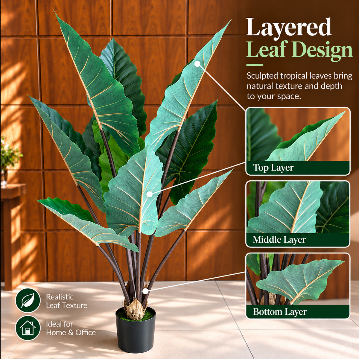 Decorațiune Strelitzia, Plastic, 120 cm, Verde