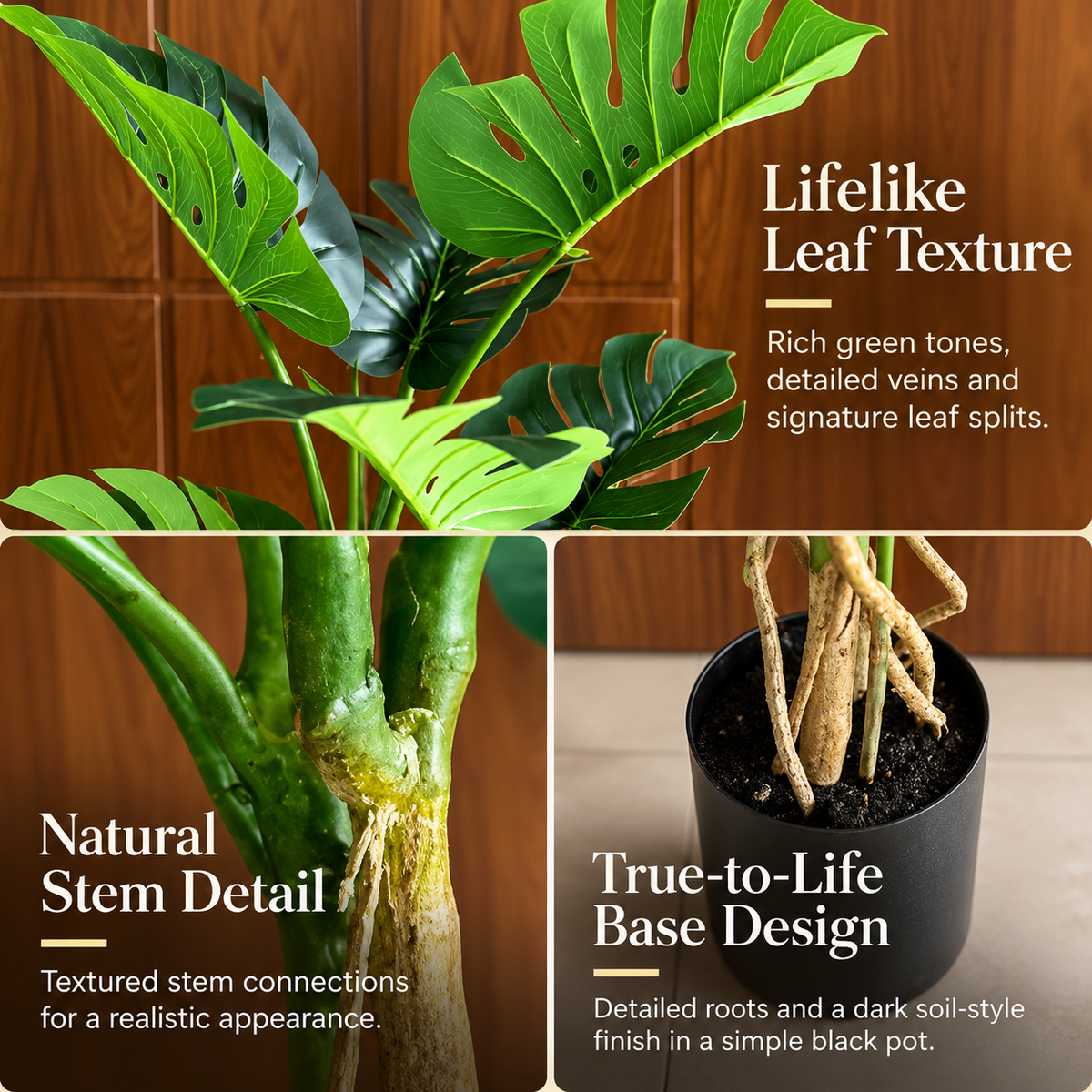 Decorațiune Monstera Deliciosa, Plastic, 160 cm, Verde