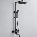 SET Coloana de dus, Inox, Para Patrata, Efect Ploaie, 3 Functii, Montare Pe Perete, Negru Satin, Accesorii Incluse, HS007