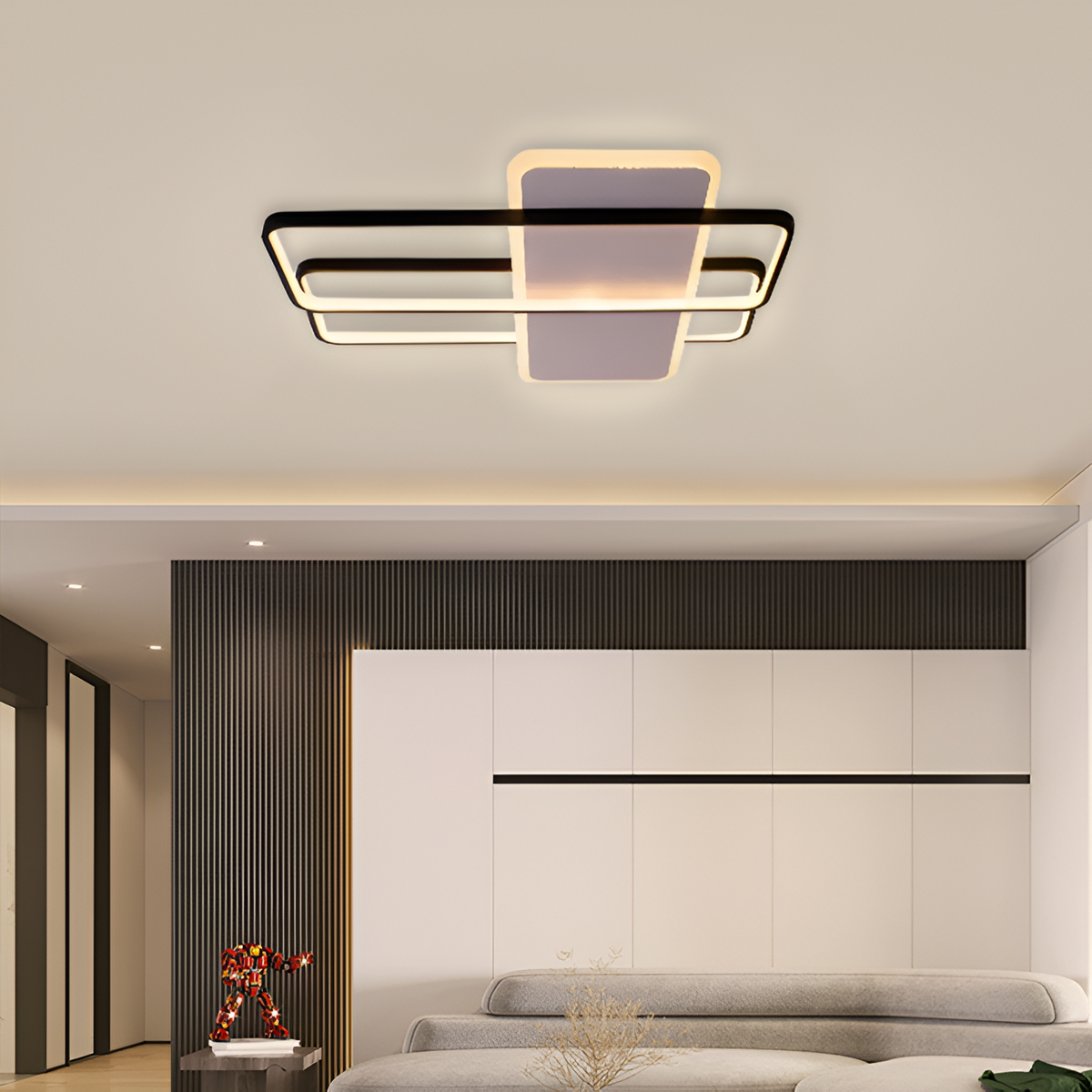 Lustra LED cu telecomanda ARIANNA 75W, 3 Elemente, lumina Rece/Calda/Neutra, Dimabila, Negru
