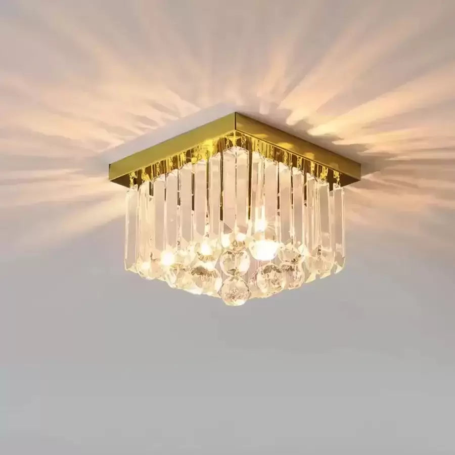 Lustra Cristal MARTINEZ Linear Luxe, Diametru 35cm, 4x E14, Auriu Lucios