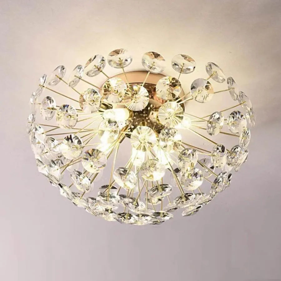 Candelabru Cristal KHUJANT, 4x G9, Diametru 35cm, Auriu Lucios