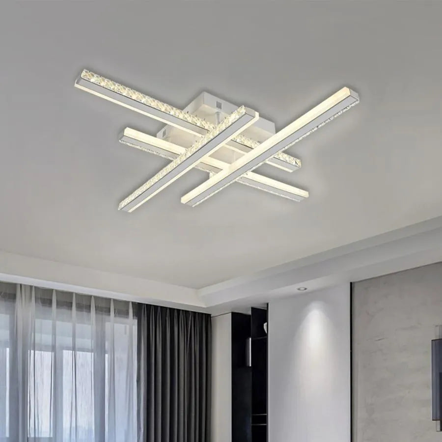 Lustra LED cu telecomanda ABIGAIA 136W, 4 Elemente, Liniara, lumina Rece/Calda/Neutra, Dimabila, Alb