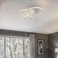 Lustra LED cu telecomanda si cristal LEOCADIA RGB 134W, 3 Cercuri, lumina Rece/Calda/Neutra, Dimabila, Alb