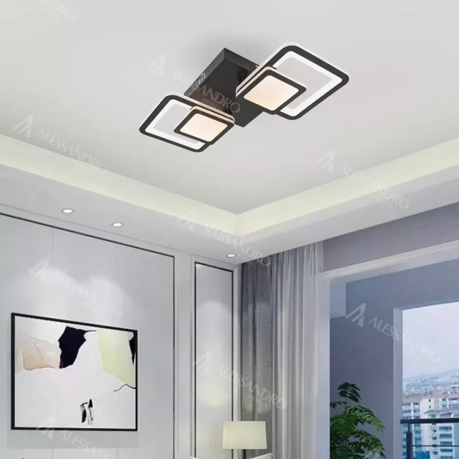 Lustra LED cu telecomanda BALANS 44W, 2 Patrate, lumina Rece/Calda/Neutra, Dimabila, Negru, imaginea 7