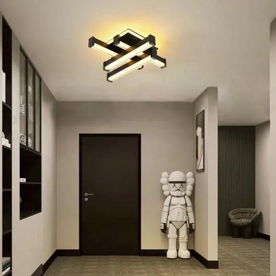 Lustra LED CADE 34W, 4 Elemente, Liniara, lumina Rece/Calda/Neutra, Negru