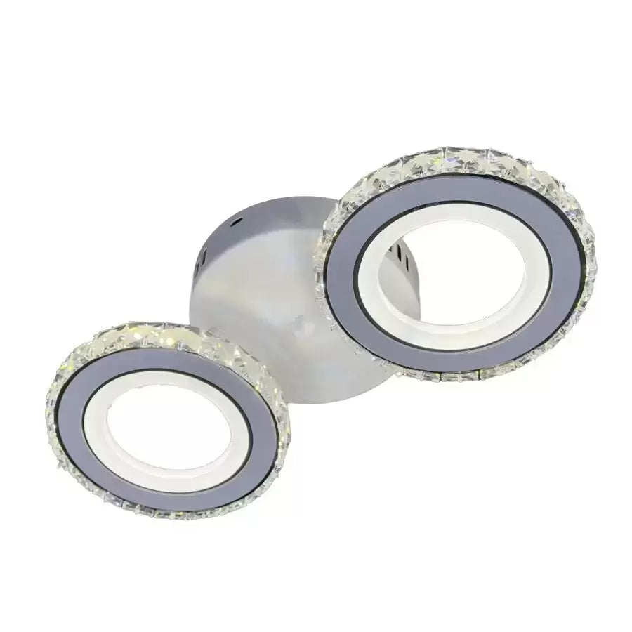 Lustra LED cu telecomanda si cristal NOVA ROTONDA 34W, 2 Cercuri, lumina Rece/Calda/Neutra, Alb, imaginea 7