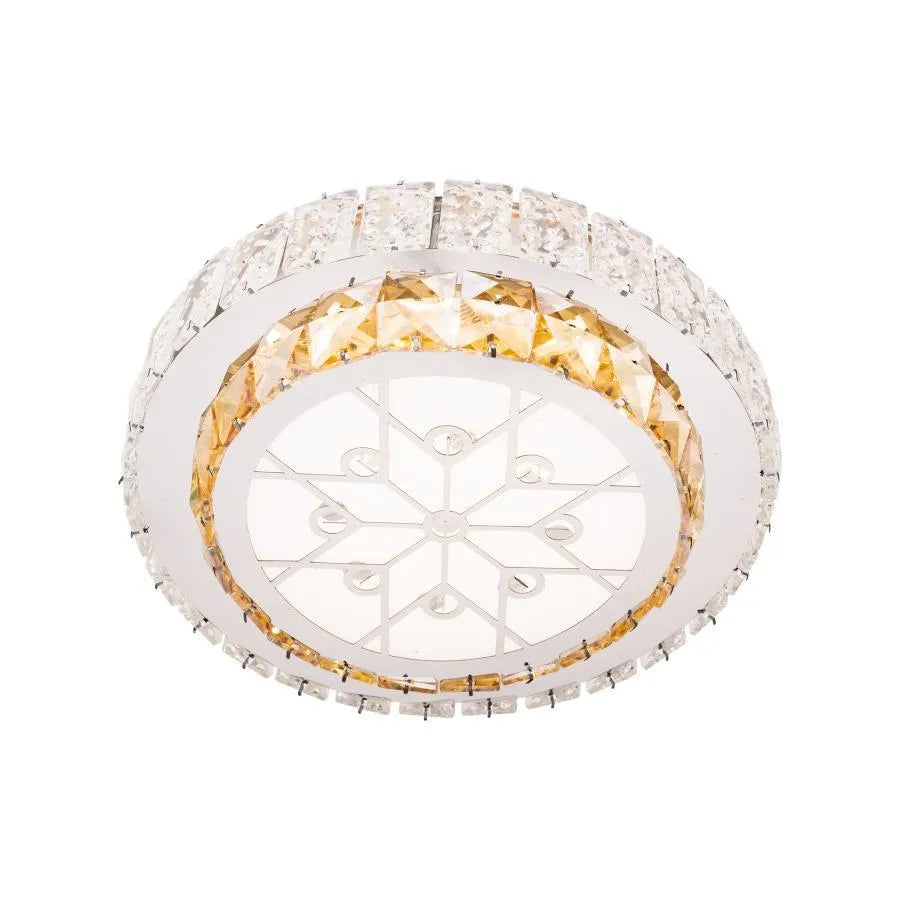 Lustra LED cu telecomanda si cristal ABATIA 24W, Rotunda, lumina Rece/Calda/Neutra, Dimabila, Argintiu