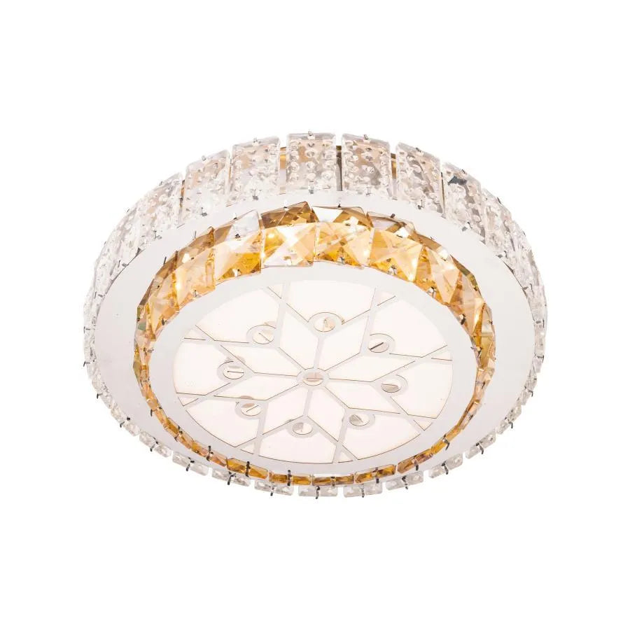 Lustra LED cu telecomanda si cristal ABATIA 24W, Rotunda, lumina Rece/Calda/Neutra, Dimabila, Argintiu