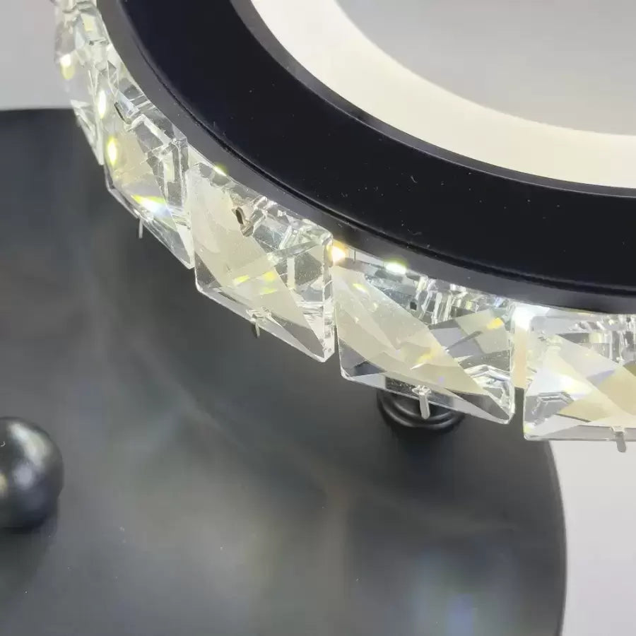 Lustra LED cu telecomanda si cristal NOVA ROTONDA 32W, 2 Cercuri, lumina Rece/Calda/Neutra, Dimabila, Negru, imaginea 2