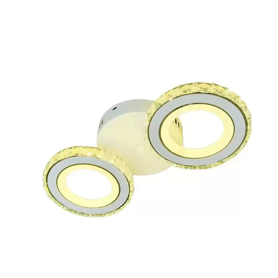 Lustra LED cu telecomanda si cristal NOVA ROTONDA 34W, 2 Cercuri, lumina Rece/Calda/Neutra, Alb, imaginea 3