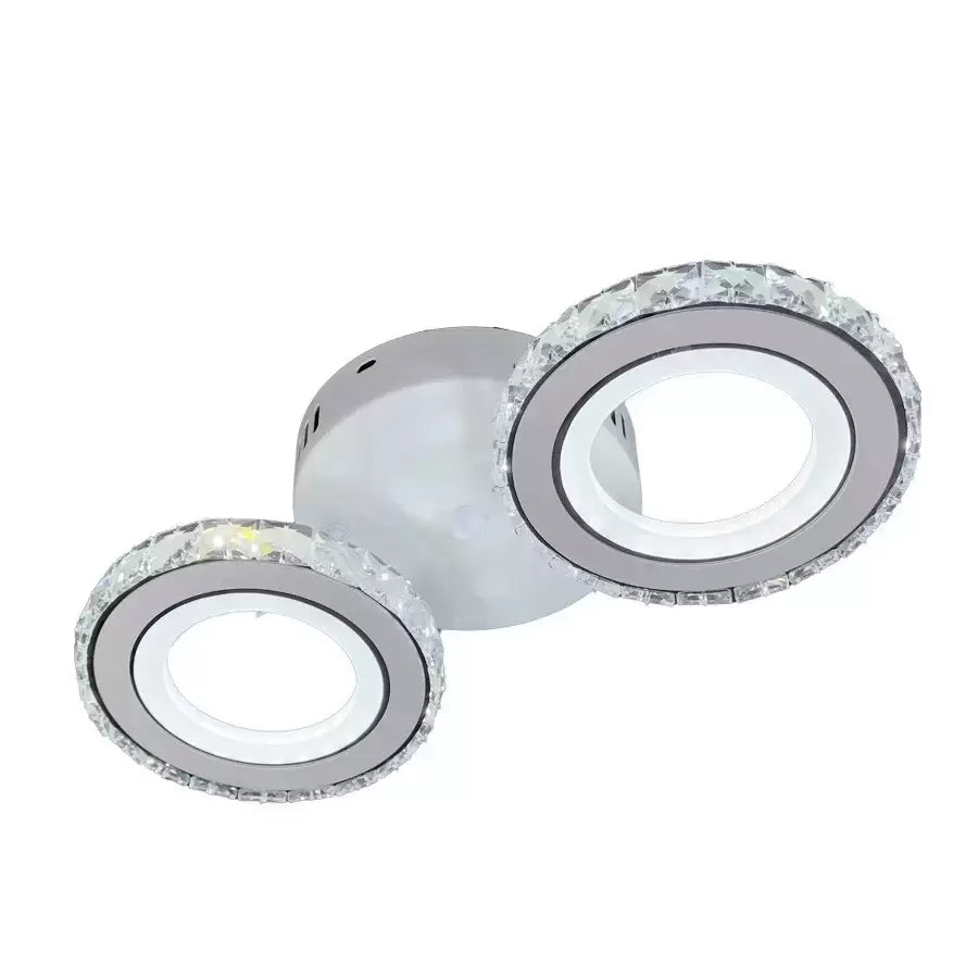 Lustra LED cu telecomanda si cristal NOVA ROTONDA 34W, 2 Cercuri, lumina Rece/Calda/Neutra, Alb, imaginea 4