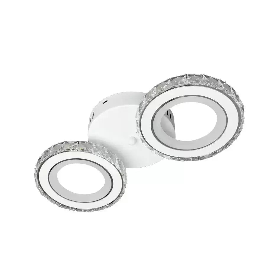 Lustra LED cu telecomanda si cristal NOVA ROTONDA 34W, 2 Cercuri, lumina Rece/Calda/Neutra, Alb, imaginea 6