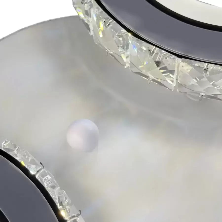 Lustra LED cu telecomanda si cristal NOVA ROTONDA 34W, 2 Cercuri, lumina Rece/Calda/Neutra, Alb, imaginea 2