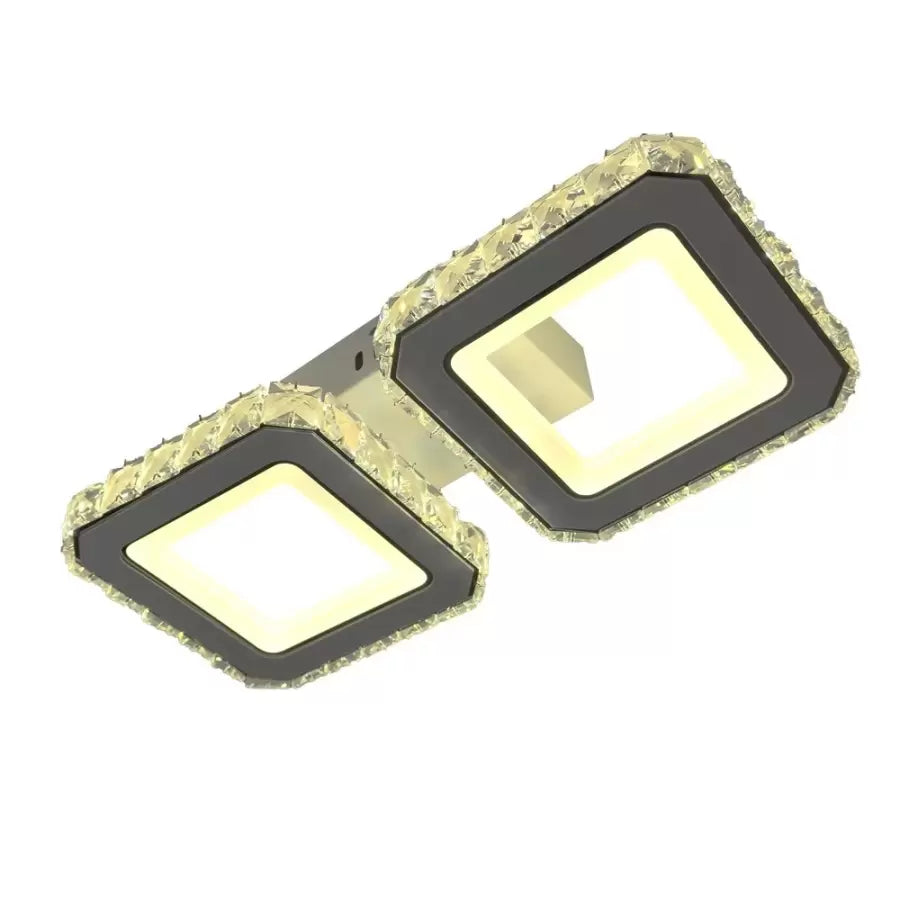 Lustra LED cu telecomanda si cristal QUADRIS 41W, 2 Patrate, lumina Rece/Calda/Neutra, Dimabila, Alb, imaginea 3