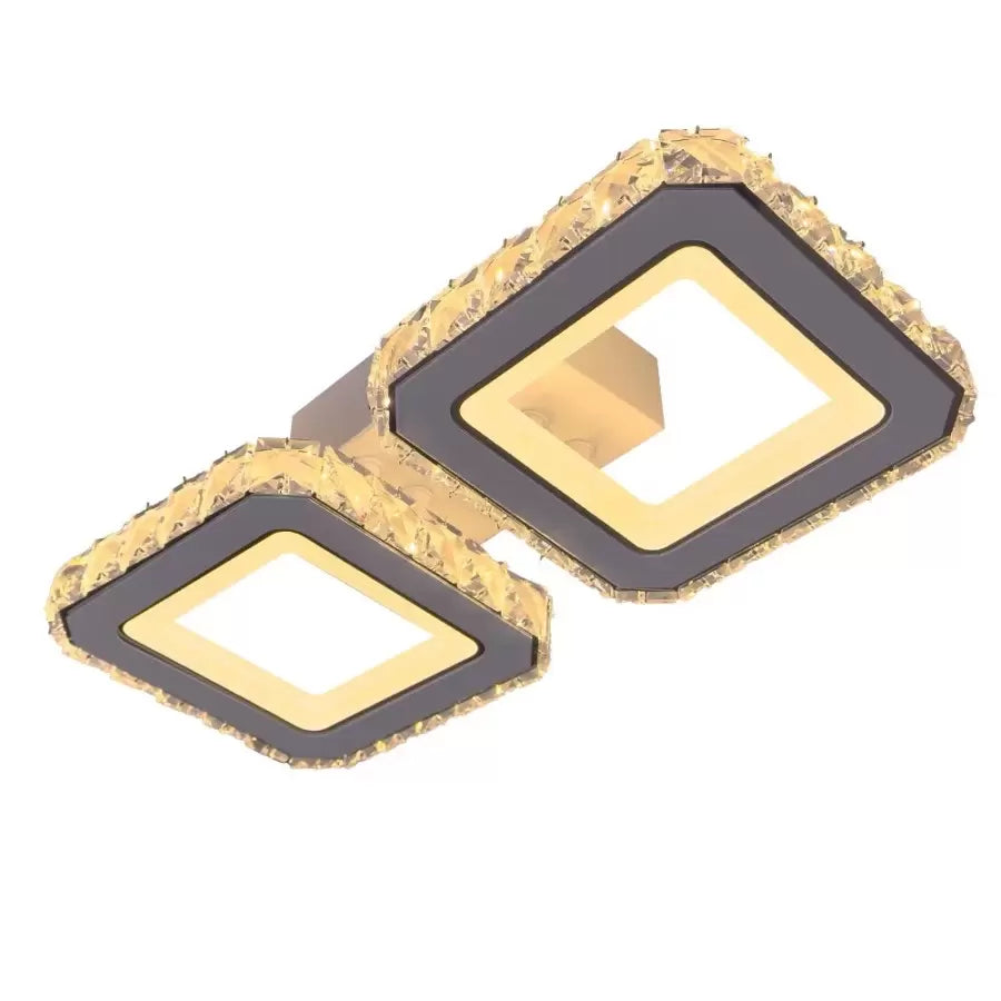 Lustra LED cu telecomanda si cristal QUADRIS 41W, 2 Patrate, lumina Rece/Calda/Neutra, Dimabila, Alb, imaginea 4