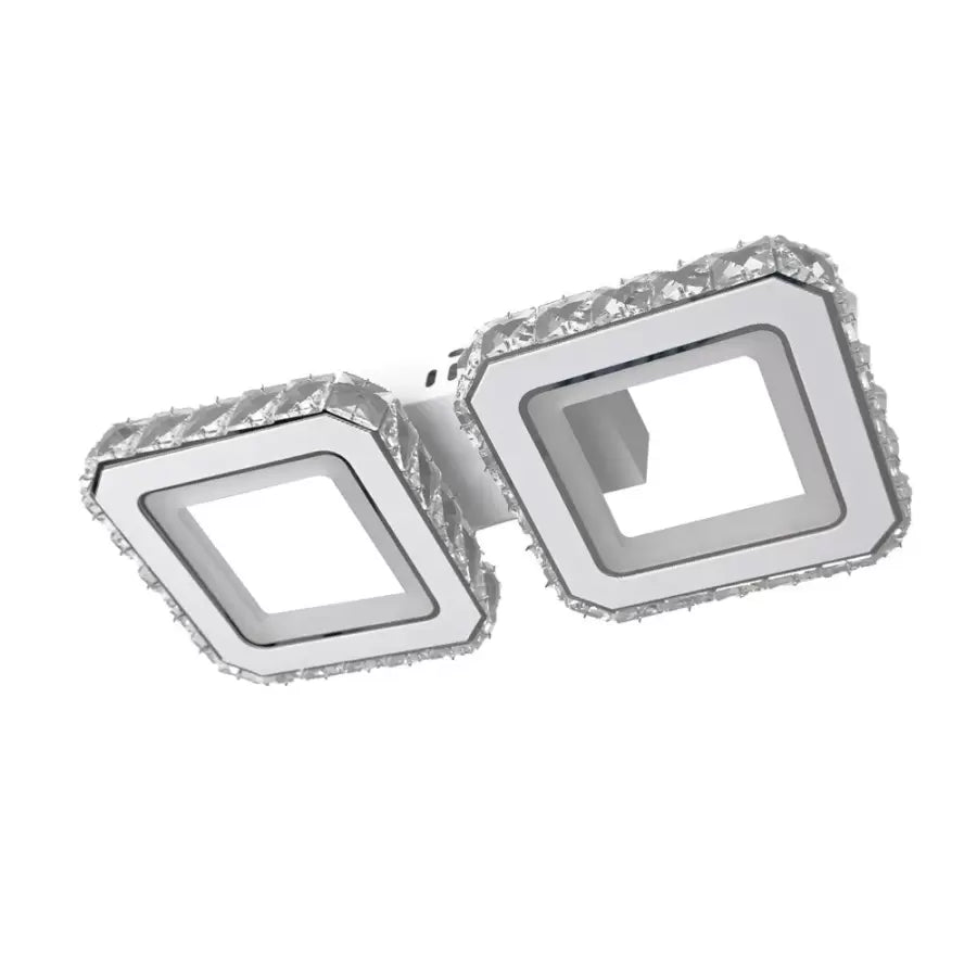 Lustra LED cu telecomanda si cristal QUADRIS 41W, 2 Patrate, lumina Rece/Calda/Neutra, Dimabila, Alb, imaginea 5