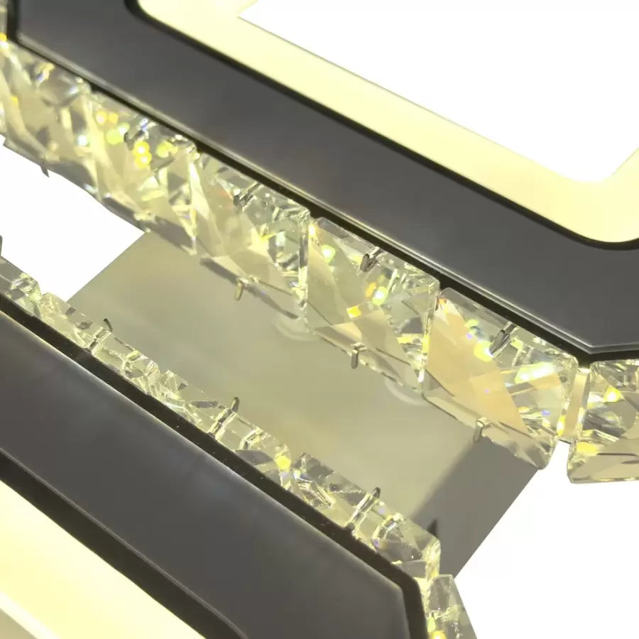 Lustra LED cu telecomanda si cristal QUADRIS 41W, 2 Patrate, lumina Rece/Calda/Neutra, Dimabila, Alb, imaginea 2