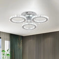 Lustra LED cu telecomanda si cristal ALANUBIS 40W, 3 Cercuri, lumina Rece/Calda/Neutra, Dimabila, Crom Lucios