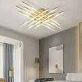 Lustra LED cu telecomanda MORA 160W, 8 Elemente, Liniara, lumina Rece/Calda/Neutra, Dimabila, Auriu Lucios