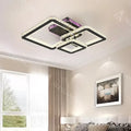 Lustra LED cu telecomanda si cristal BLAKELY RGB 166W, 3 Patrate, lumina Rece/Calda/Neutra, Dimabila, Negru