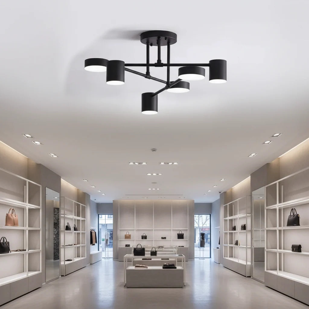 Lustra LED GALIOS 26W, 6 Elemente, lumina Rece/Calda/Neutra, Negru