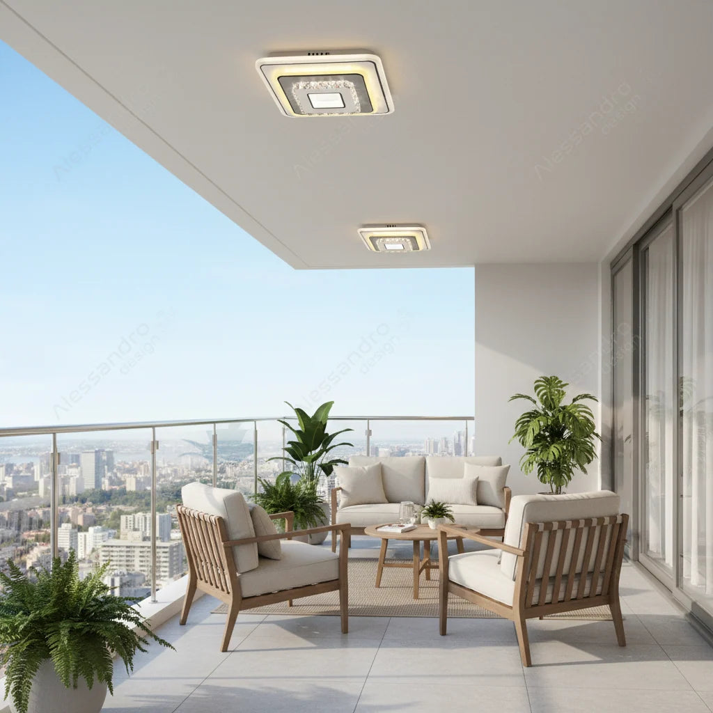 Lustra LED cu cristal MITA 39W, 20x20cm, Patrata, Lumina Rece/Calda/Neutra, Alb, imaginea 2