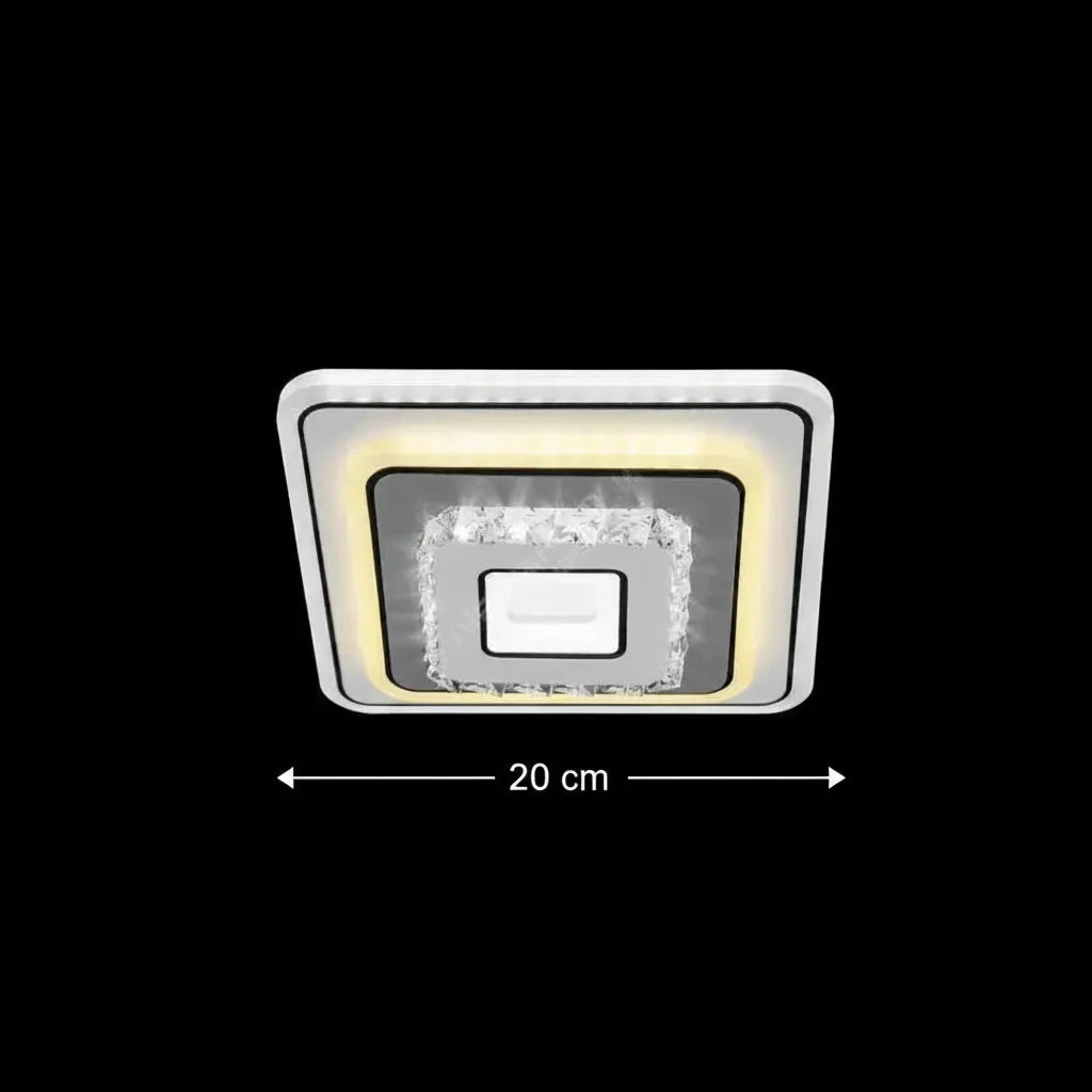 Lustra LED cu cristal MITA 39W, 20x20cm, Patrata, Lumina Rece/Calda/Neutra, Alb, imaginea 4