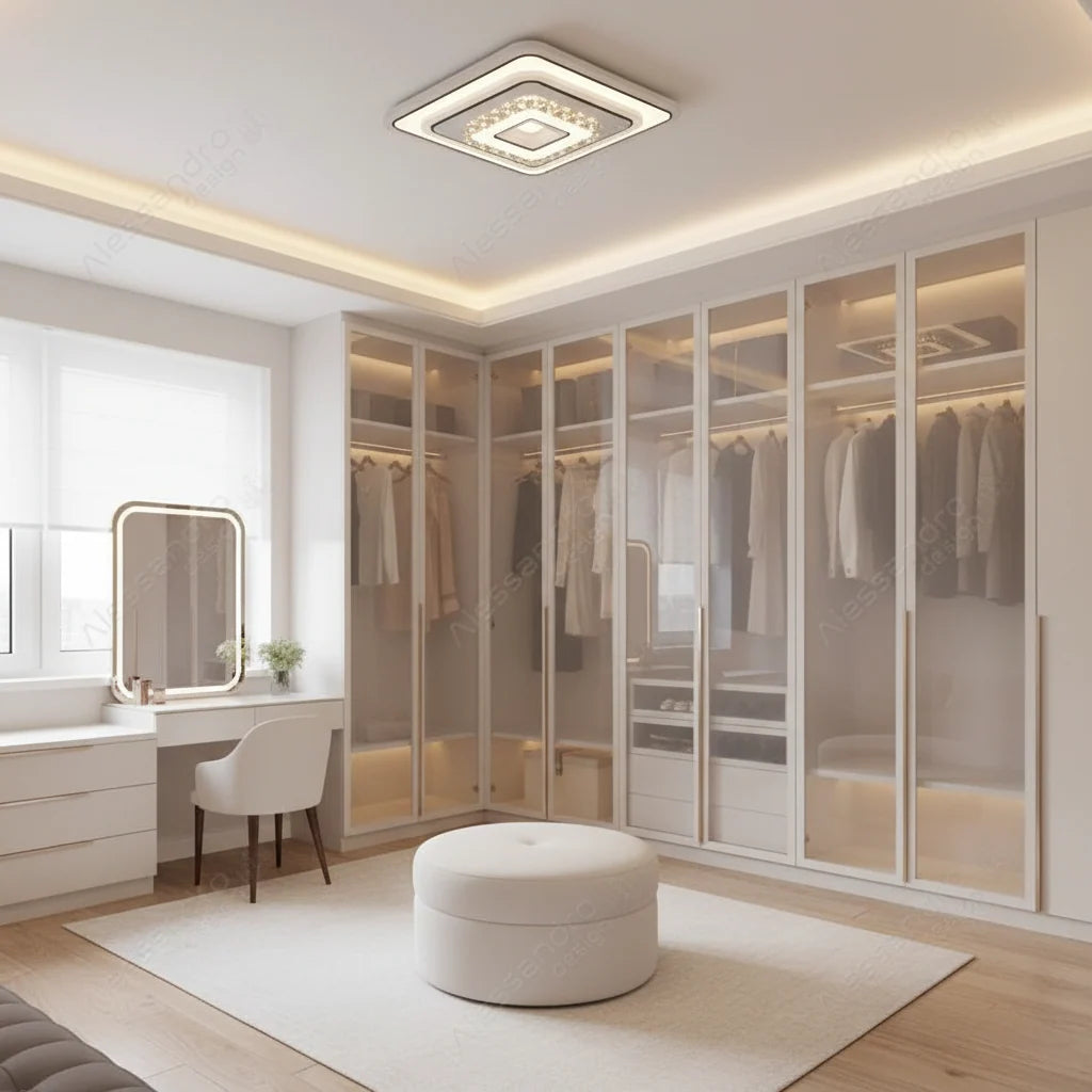 Lustra LED cu cristal MITA 39W, 20x20cm, Patrata, Lumina Rece/Calda/Neutra, Alb, imaginea 3