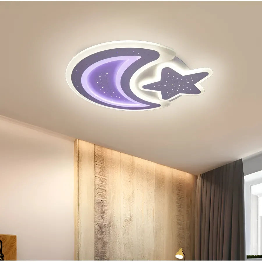 Lustra LED cu telecomanda CORALIA 90W, Luna si Stea, lumina Rece/Calda/Neutra Dimabila Alb, imaginea 3