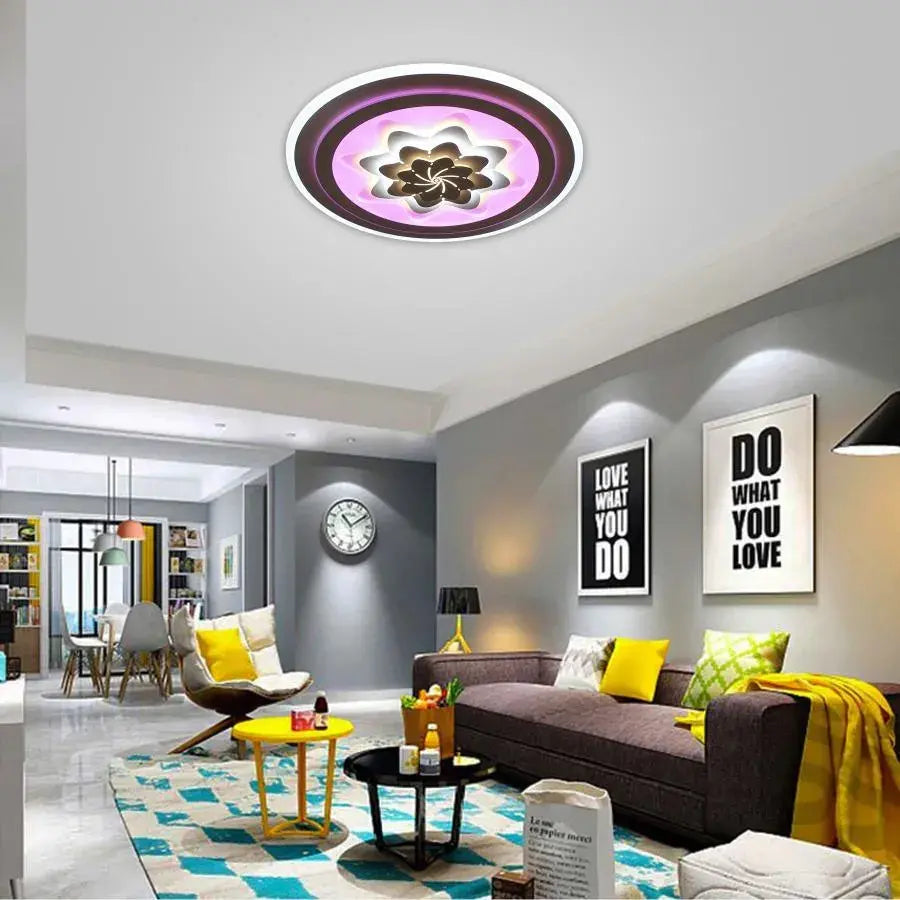 Lustra LED cu telecomanda KRAZ RGB 180W, lumina Rece/Calda/Neutra, Dimabila, Alb