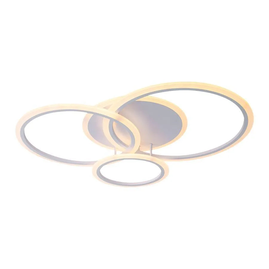 Lustra LED cu telecomanda LUCY 69W, 4 Cercuri, lumina Rece/Calda/Neutra, Dimabila, Alb