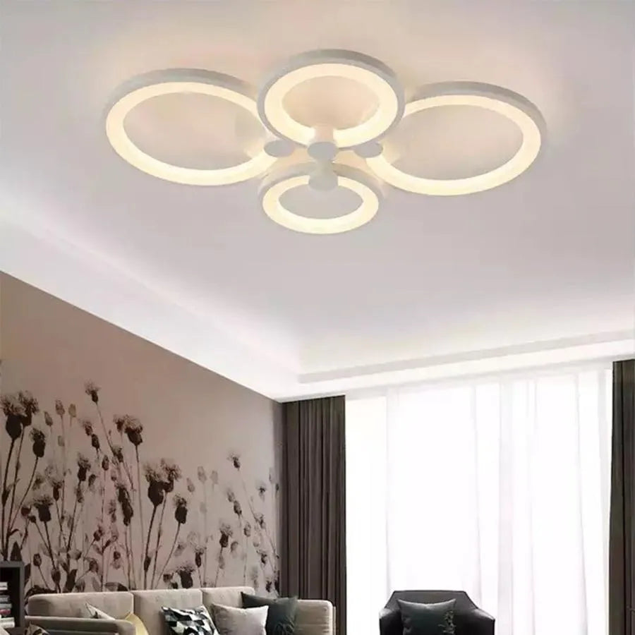 Lustra LED cu telecomanda ALANI 52W, 4 Cercuri, lumina Rece/Calda/Neutra, Dimabila, Alb, imaginea 1