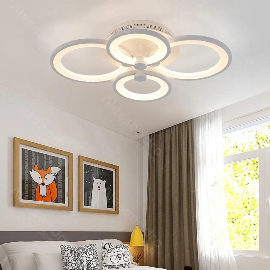 Lustra LED cu telecomanda ALANI 52W, 4 Cercuri, lumina Rece/Calda/Neutra, Dimabila, Alb, imaginea 3