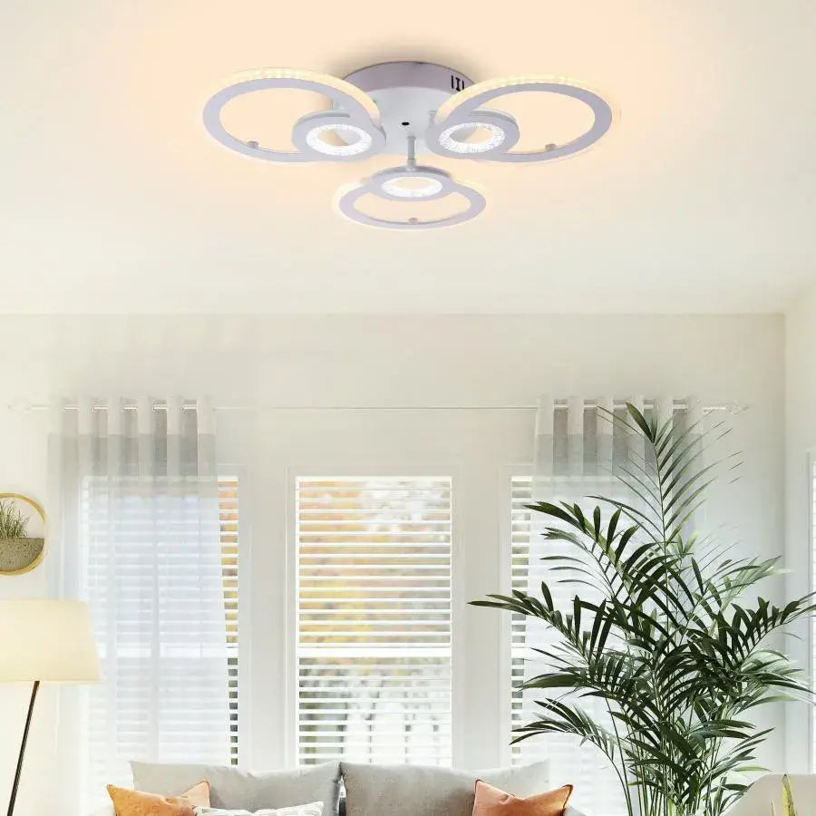 Lustra LED cu telecomanda KADE 80W, 3 Cercuri, lumina Rece/Calda/Neutra, Dimabila, Alb