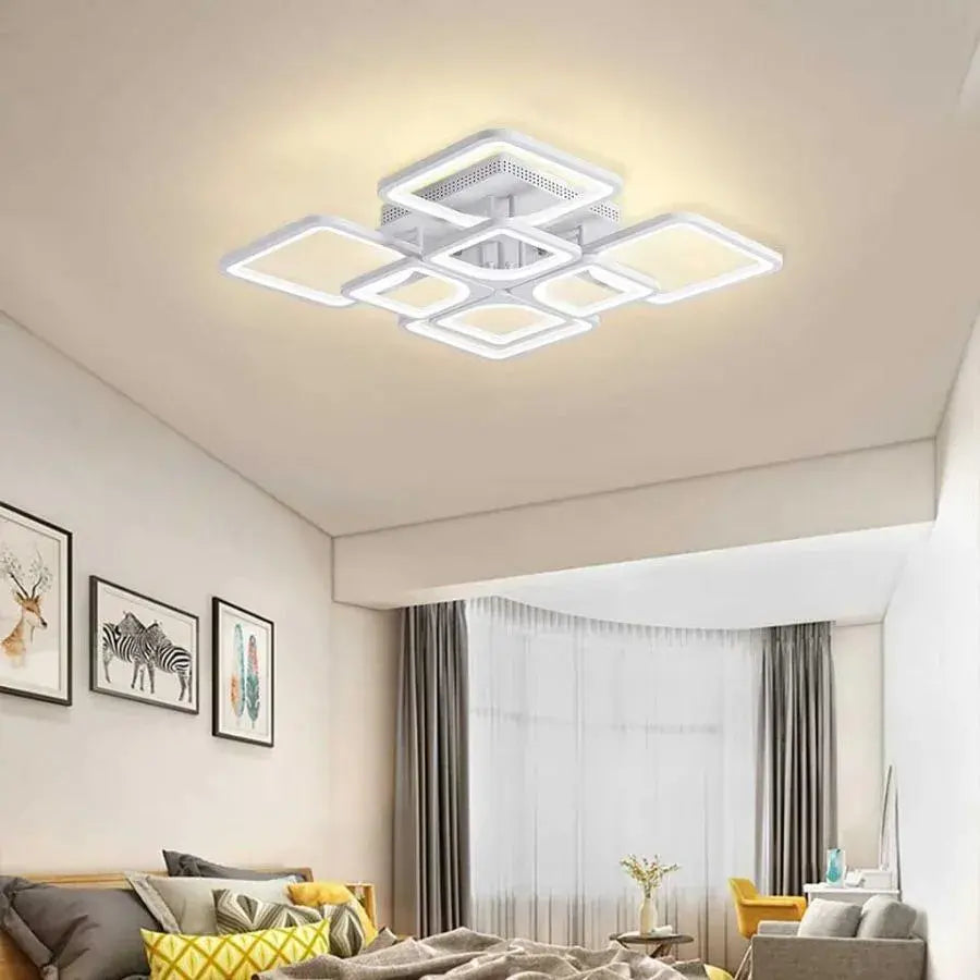 Lustra LED cu telecomanda ZOE 138W, 8 Patrate, lumina Rece/Calda/Neutra, Dimabila, Alb, imaginea 5