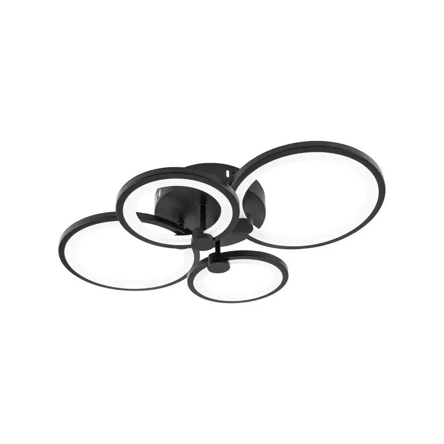 Lustra LED cu telecomanda ALANI 88W, 4 Cercuri, lumina Rece/Calda/Neutra, Dimabila, Negru, imaginea 1