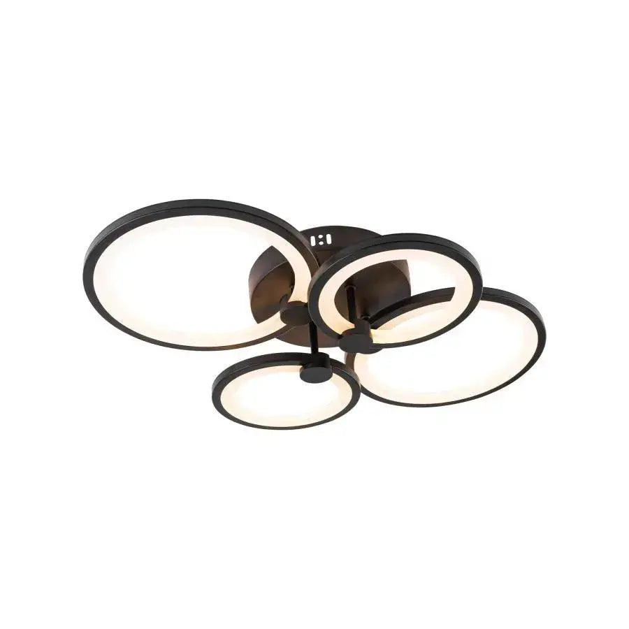 Lustra LED cu telecomanda ALANI 88W, 4 Cercuri, lumina Rece/Calda/Neutra, Dimabila, Negru, imaginea 3