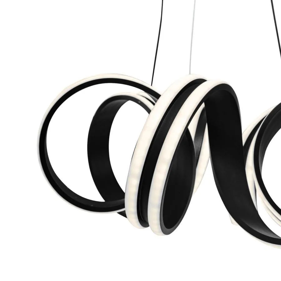 Lustra LED suspendata cu telecomanda INFINITY TWIST 180W, Ondulata, lumina Rece/Calda/Neutra, Dimabila, Negru, Inaltime Reglabila