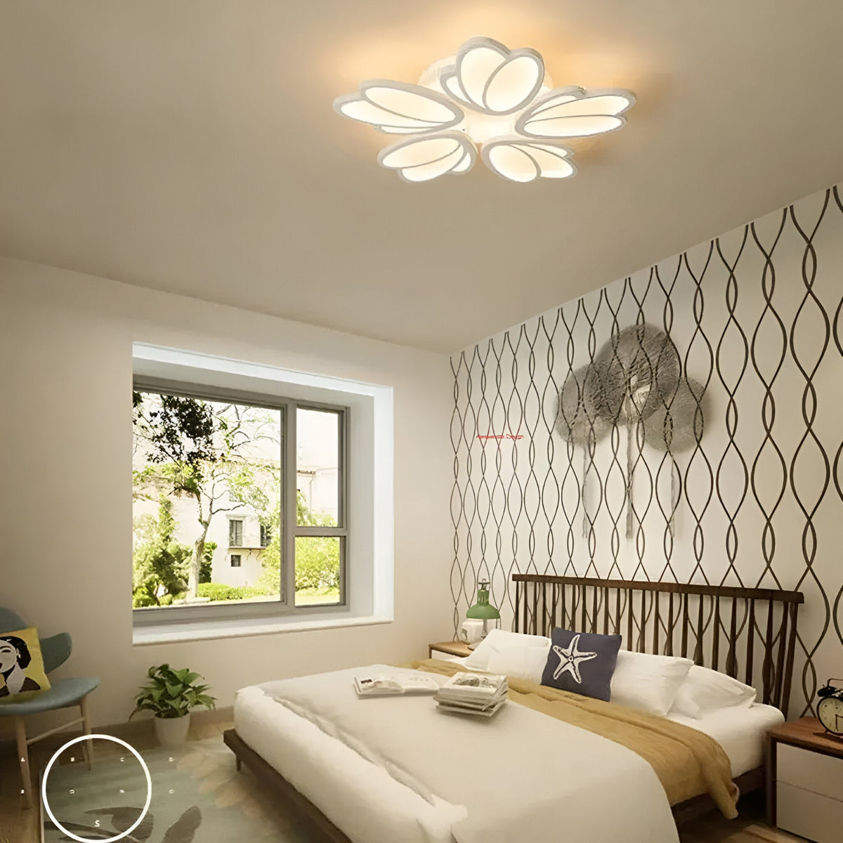 Lustra LED cu telecomanda TULIP 81W, 5 Petale, lumina Rece/Calda/Neutra, Dimabila, Alb, imaginea 4