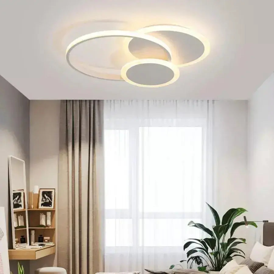 Lustra LED cu telecomanda SILVIAN, 58W, 3 Cercuri, lumina Rece/Calda/Neutra, Dimabila, Alb, imaginea 1