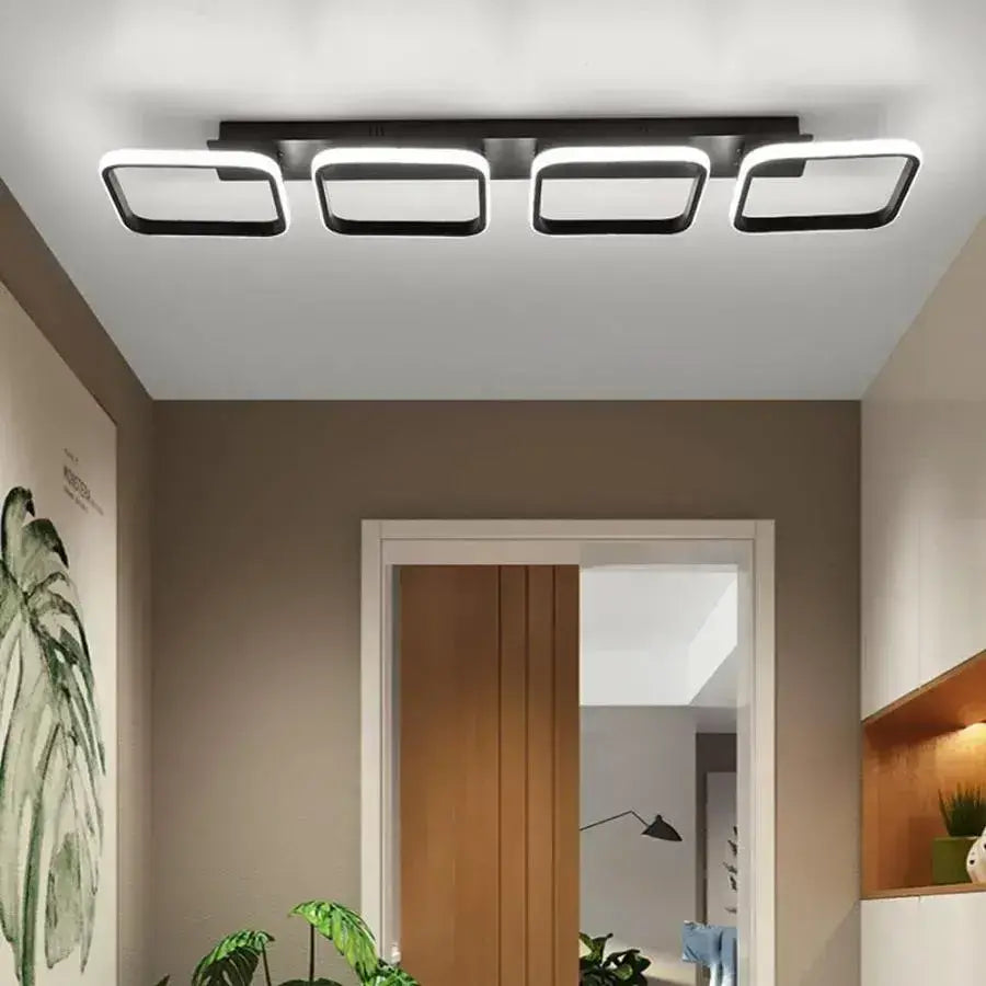 Lustra LED VERTEX 45W, 4 Patrate, Liniara, lumina Rece/Calda/Neutra, Neagra, imaginea 4