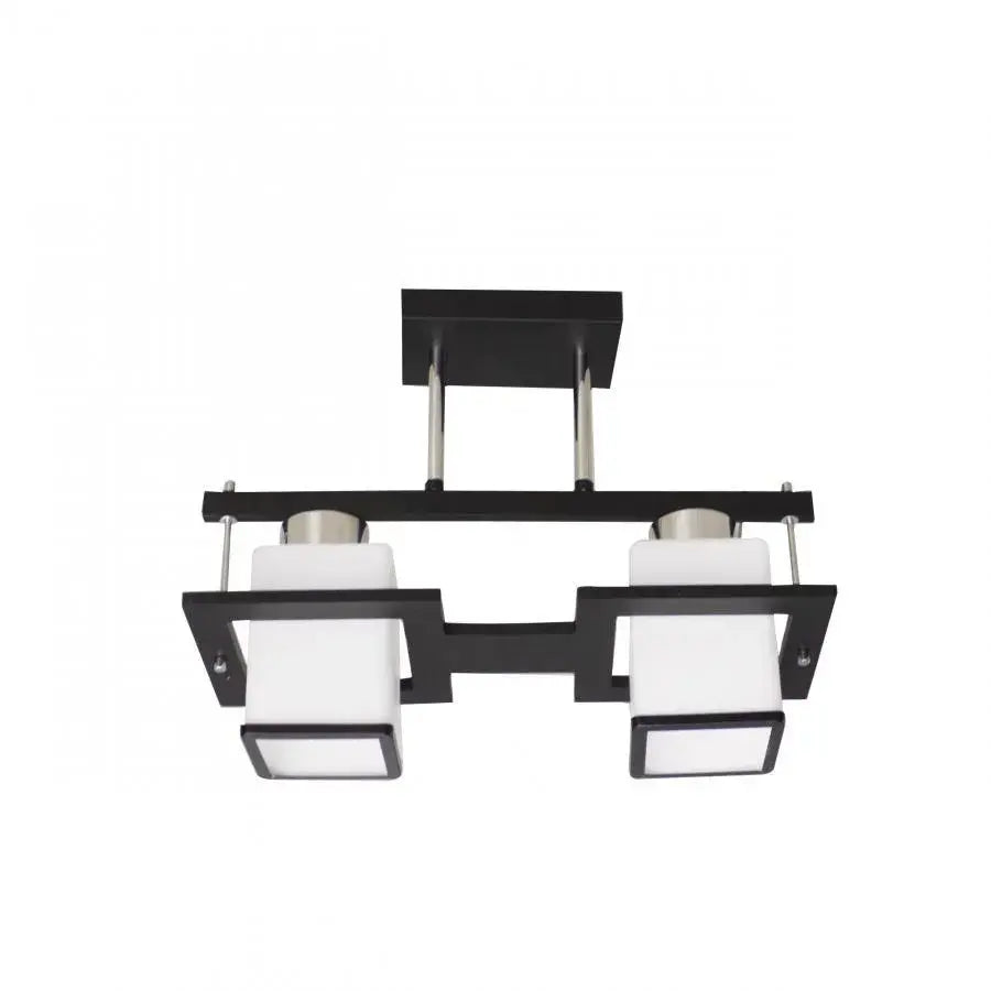 Lustra Clasica Aramis cu Lemn Abajur Patrat 2X E27 Gri Negru, imaginea 5