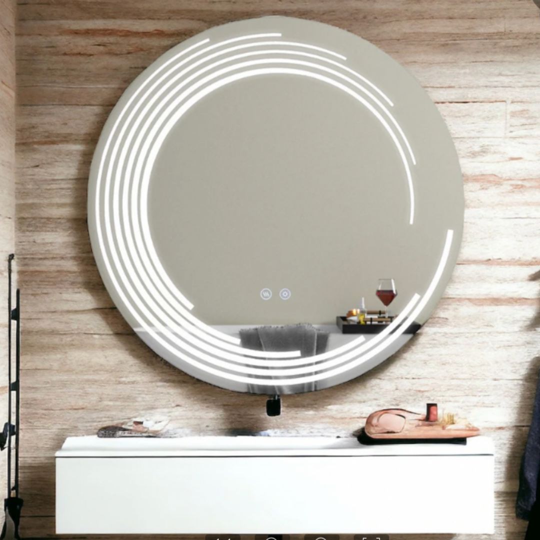 Oglinda LED Rotunda, 70cm, Lira Touch, Sistem Dezaburire, Dimabila