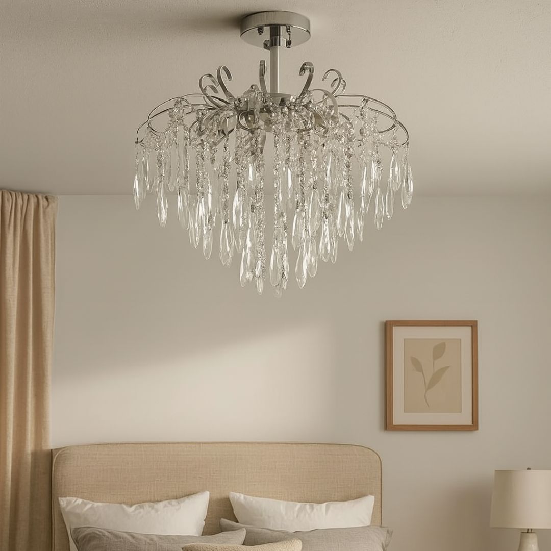Candelabru Cristal EDINBURGH Eleganza, 5xE27, Diametru 47cm, Crom Lucios