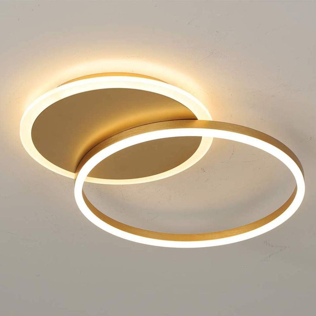 Lustra LED cu telecomanda RINOVA 47W, 2 cercuri, lumina Rece/Calda/Neutra, Dimabila, Auriu Lucios, imaginea 5