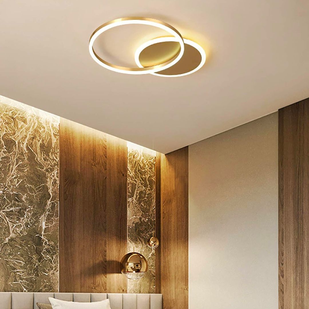 Lustra LED cu telecomanda RINOVA 47W, 2 cercuri, lumina Rece/Calda/Neutra, Dimabila, Auriu Lucios, imaginea 4