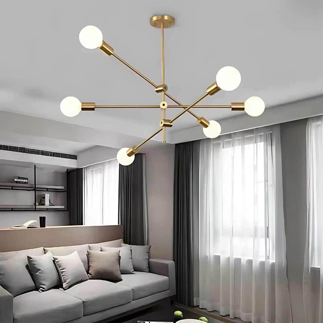 Lustra Dariya, 3 Brate, 6x E27, Metal, Auriu