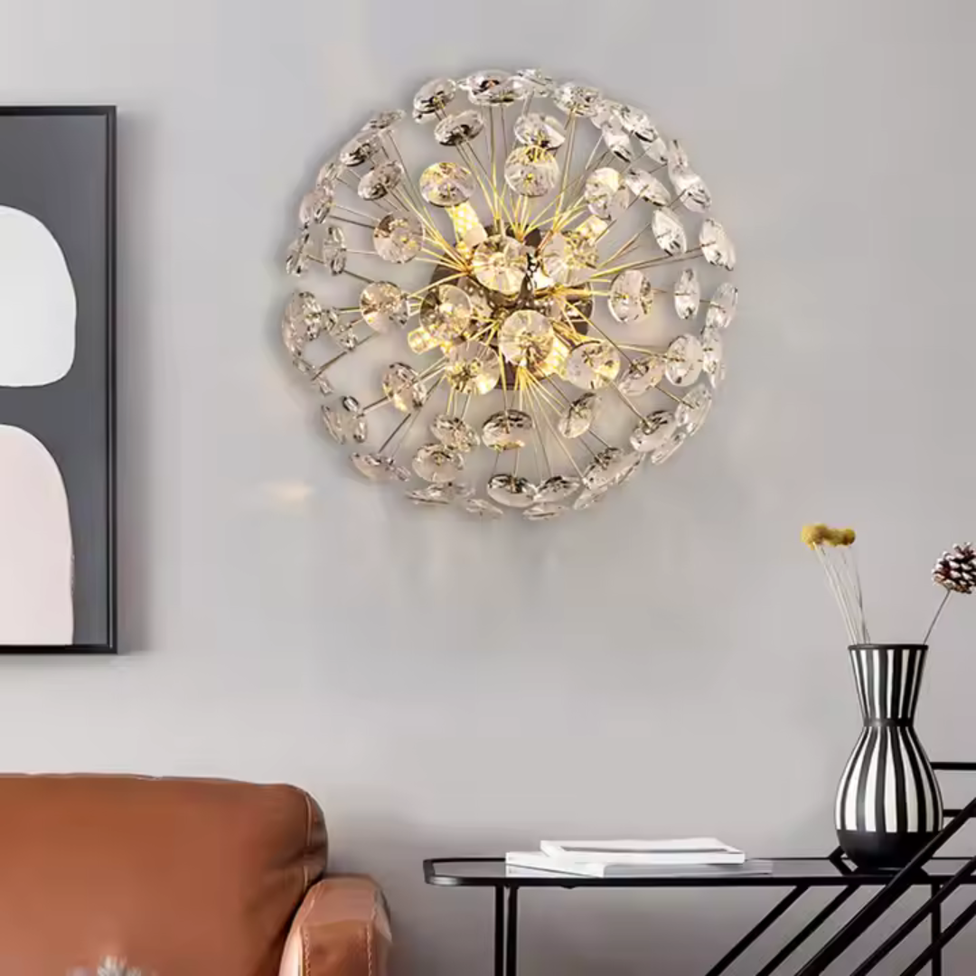 Candelabru Cristal KHUJANT, 4x G9, Diametru 35cm, Auriu Lucios